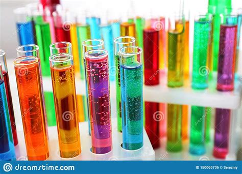 Many Test Tubes With Colorful Liquids Closeup Stock Photo Image Of