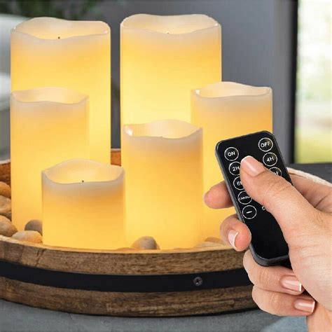 Gerson 6 Piece Led Flameless Candle Set Glow Wick Wax Flameless Candles