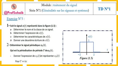 Traitement Du Signal Série N°1généralités Sur Les Signaux Et Systèmes