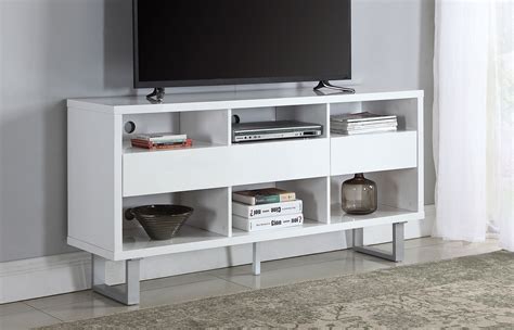Glossy White 60 Inch Tv Console By Coaster Furniture Furniturepick