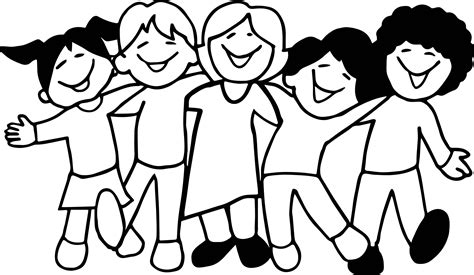 Five Kids Friendship Coloring Page