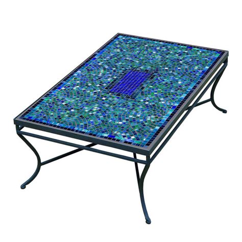 Opal Glass Mosaic Coffee Table Rect Knf Designs Iron Accents