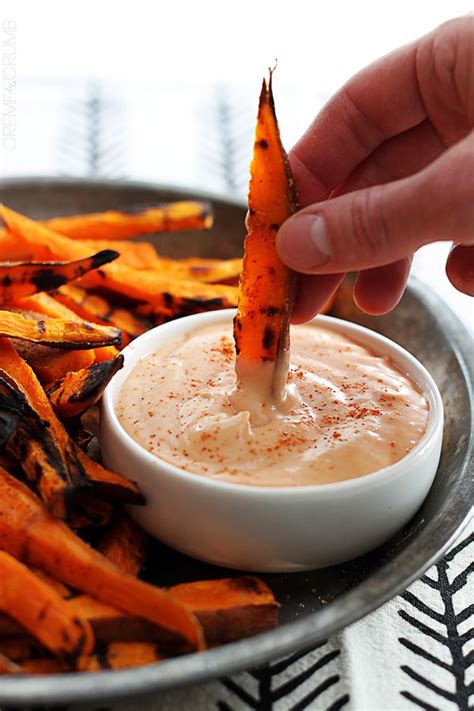 Sweet potatoes are loaded with vitamin a, c, maganese, a great source of fiber, potassium, and if you haven't tried sweet potatoes, try these fries. they are good and good for you! Spicy Grilled Sweet Potato Fries - Creme De La Crumb | Grilled sweet potato fries, Sweet potato ...