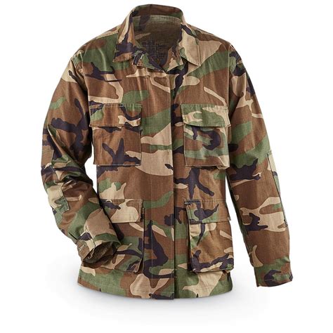 Mens Woodland Camo Bdu Jacket 667123 Tactical Clothing At Sportsman