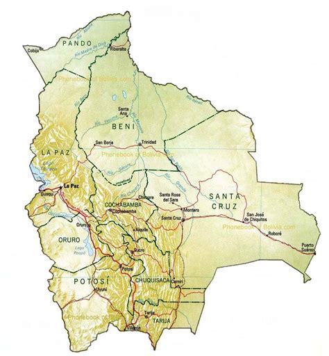 Physical Map Of Bolivia