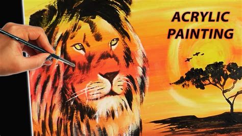 Acrylic Painting For Beginners How To Paint A Lion Easy Step By