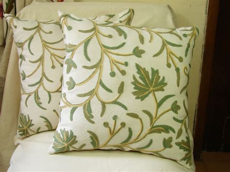 Crewel Cushions Covers Of Hand Embroidered By Wool On Cotton Etsy