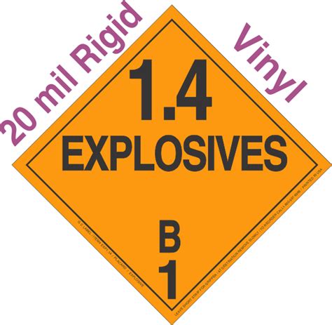 Explosive Class 14b 20mil Rigid Vinyl Dot Placard