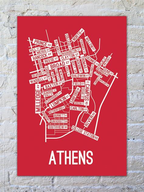 Athens Georgia Street Map Print Map Print Street Map