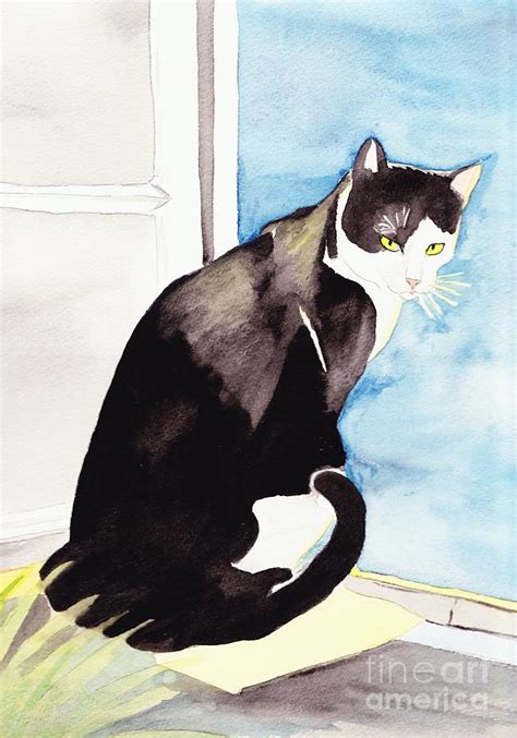 Black And White Cat Painting By Michaela Bautz