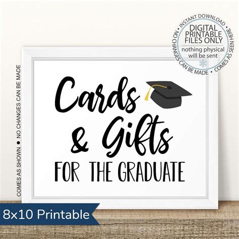 How to sign a graduation card. PRINTABLE Cards and Gifts for the Graduate Sign - Black (With images) | Graduation signs ...