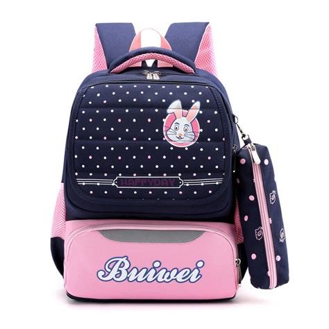 2pcs Large Schoolbag Cute Student School Backpack Printed Waterproof