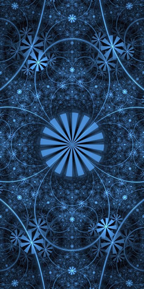 Download Wallpaper 1080x2160 Fractal Lines Circles Blue Lines