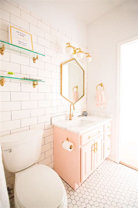 26 adorable shabby chic bathroom décor ideas. Modern Glam Blush Girls Bathroom Design | Girls bathroom ...