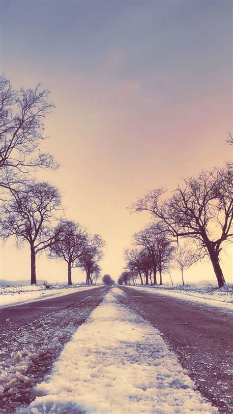 Snowy Winter Road The Iphone Wallpapers