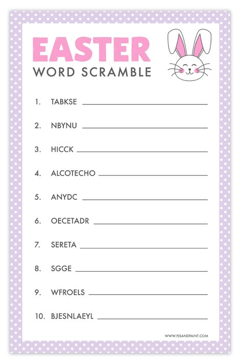 Easter Word Scramble Free Printable Easter Games And
