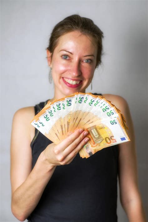 Happy Woman With A Lot Of Money Stock Photo Image Of Concept