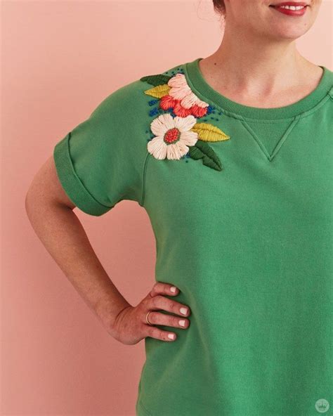 Brighten Up A T Shirt With A Free Flower Embroidery Pattern Plus A