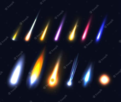 Premium Vector Set Of Different Asteroids Meteors Comets And