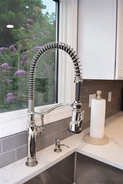 Kohler kitchen faucets are available variously. Kohler Faucet with grey glass subway tile | Kitchen ...