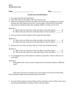 Reset the simulation and click all of the boxes again. Gravitational Force worksheet