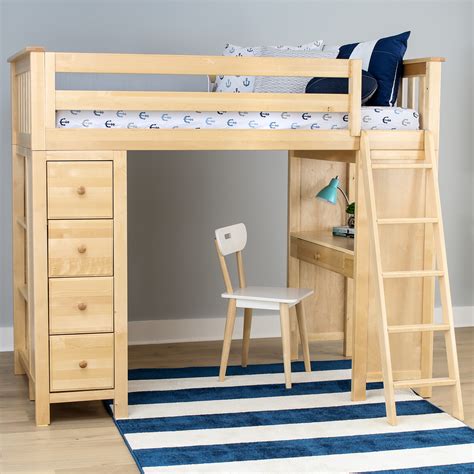 Find a collection of bunk beds with different themes that will blend in with the existing room decor. All in One Loft Bed Storage Study Natural | Jackpot
