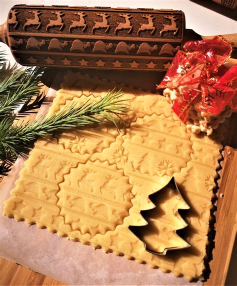 Xmas Deer Carved Rolling Pin Christmas Cookies Xmas Dough For Sugar
