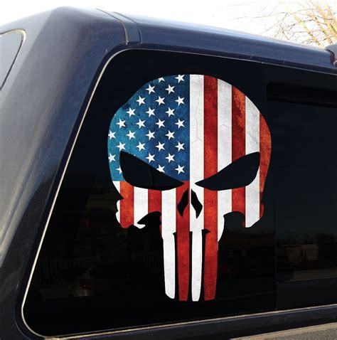 Punisher Skull American Flag Military Decal Sticker Graphic 5 Sizes