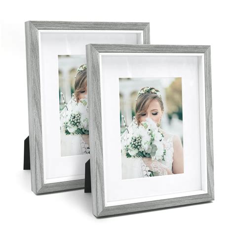 Buy Sumgar8x10 Photo Frame Grey Wooden Deep Double Picture Frames With Glass Front 2 Pack 10 X 8