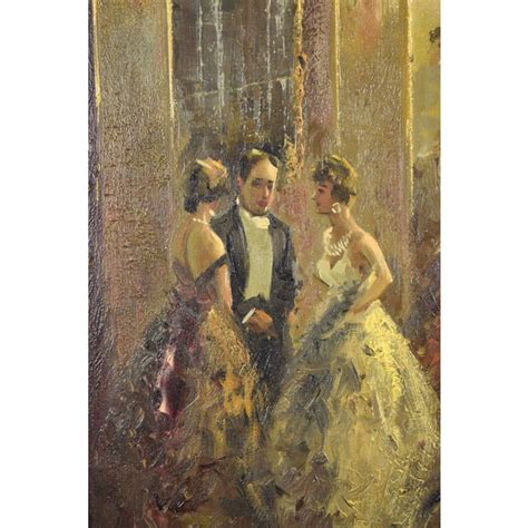 Richard Schlomer 1950s Impressionist Painting High Society Ballroom