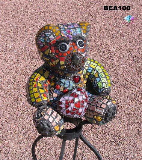 Mosaic Teddy Bear Made Of China Tiles Jewelryfound Objects