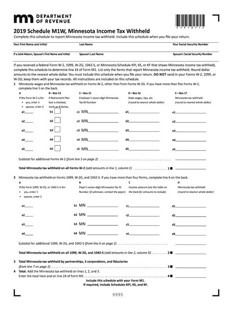 2019 Form Mn M1w Fill Online Printable Fillable Blank Pdffiller