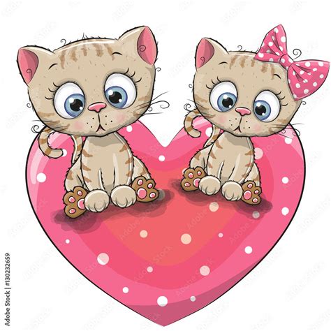 Two Cute Cartoon Kittens Stock Vector Adobe Stock