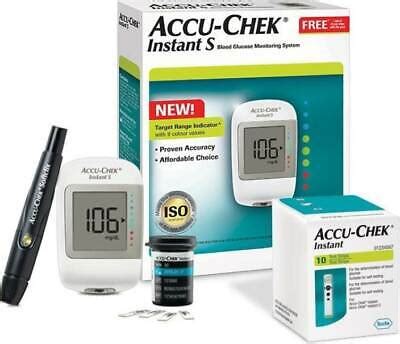 New Accu Chek Instant S Blood Glucose Sugar Monitoring System Kit With