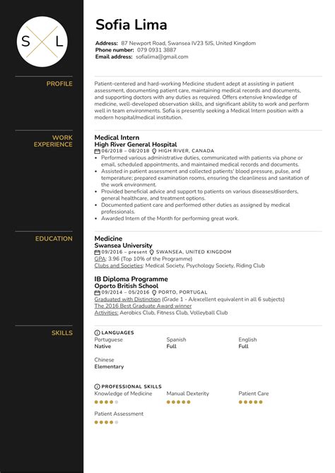 Resume format for doctors pdf. Medical Intern Resume Sample | Kickresume
