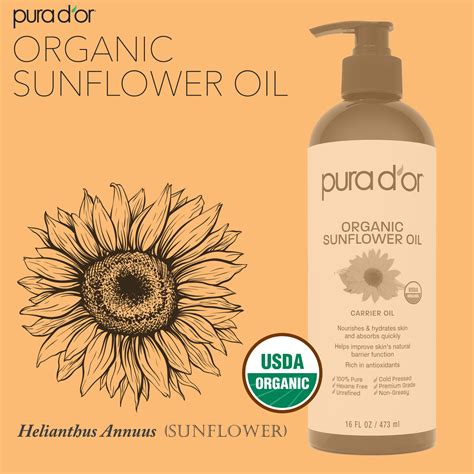 Organic Sunflower Seed Oil 16 Oz Pura Dor