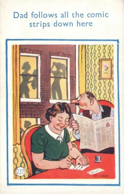 Vintage Rude Comic Bamforth Ugly Man Peeping Sexy Ladies Undressing