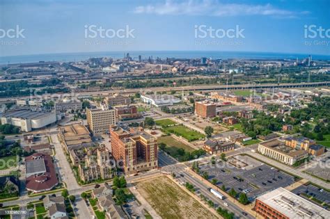 Aerial View Of Downtown Gary Indiana And Its Steel Mill Stock Photo