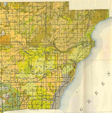 1913 Geological And Natural History Survey Map Of Oconto County Wisconsin