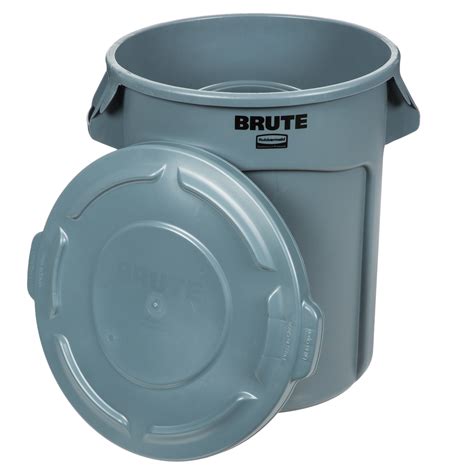 Rubbermaid Brute Gallon Gray Round Trash Can And Lid