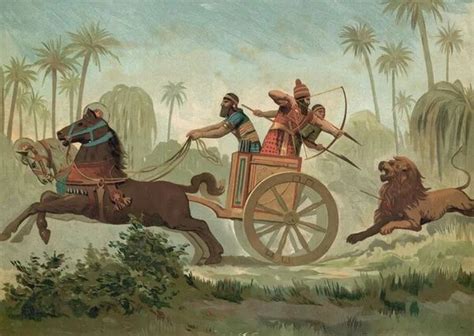 Print Of Ashurbanipal Hunting Lions In 2022 Islamic Paintings