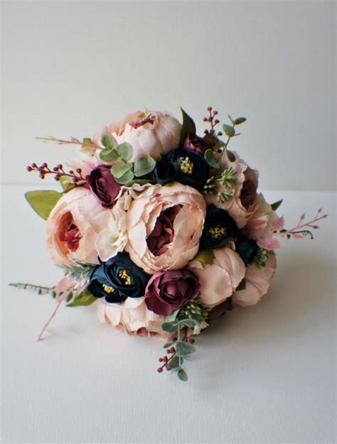 Peony Bridal Bouquet Silk Wedding Flowers Blush Wedding Flowers