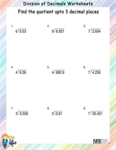 Divide Whole Numbers By Tenths Less Than 1 Horizontal Division