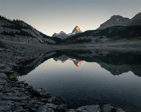 Sunset Scenery From Canadian Rockies With Majestic Mount Assiniboine