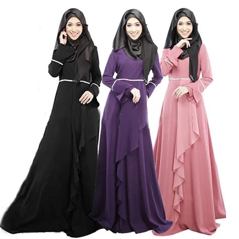 Muslim Womens Robes Long Sleeved Arab Hui Dresses Malaysian Indonesian