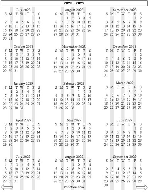 15 Month School Year Calendar 2028 2029