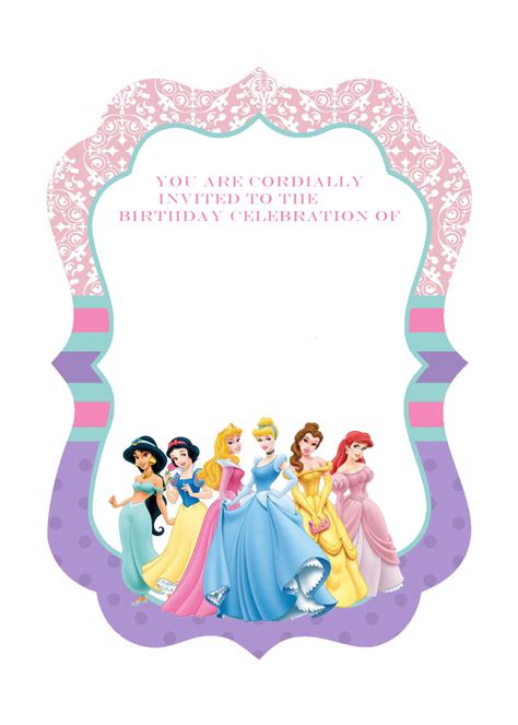 Free Printable Ornate Disney Princesses Invitation Dolanpedia