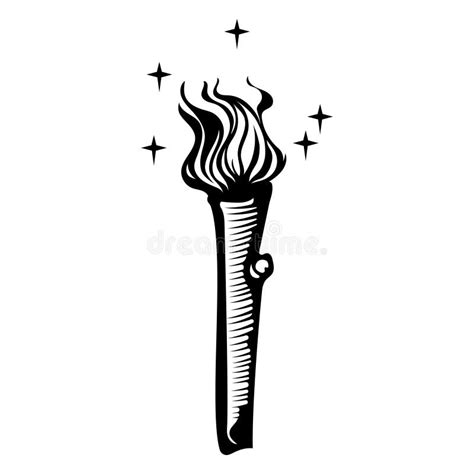 Vintage Illustration Burning Torch Vector Icon Iillustration Stock