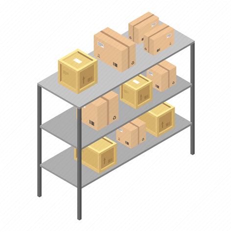 Box Cargo Cartoon Delivery Isometric Rack Shelf Icon Download
