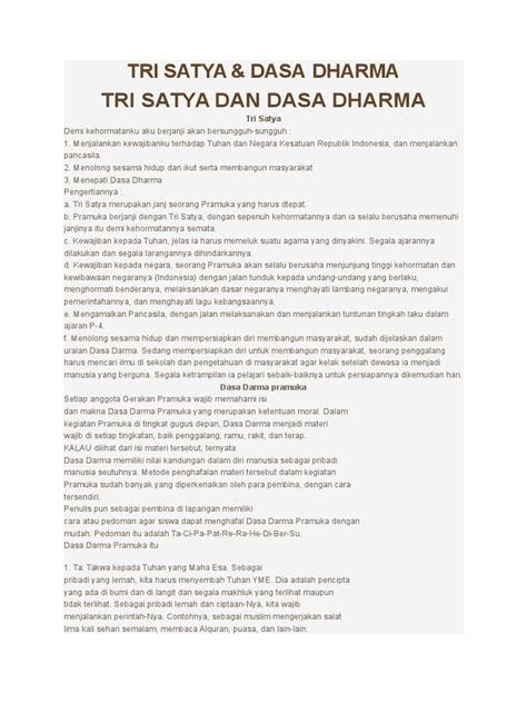 Pdf Tri Satya Dan Dasa Dharma Pramuka Dokumentips